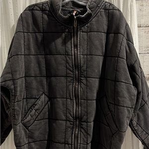 Free People Quilted Dolman-Sleeved Jacket Black size large